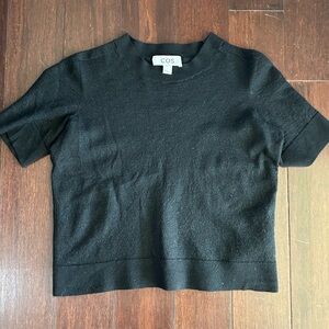 COS black mid sleeve crop top WOOL